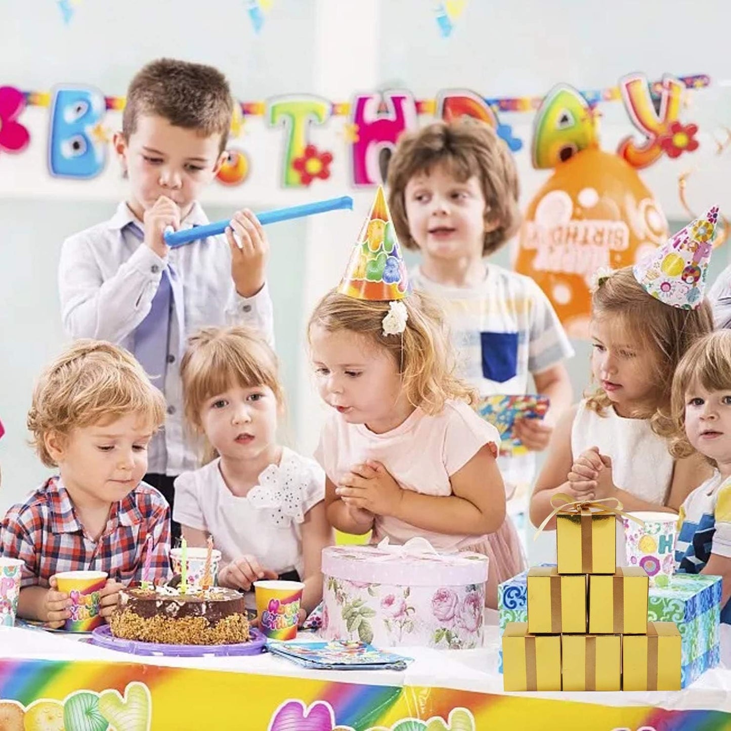 COTOPHER 60pcs Small Gift Boxes, Favor Boxes 2x2x2 inches Paper Gift Boxes with Ribbons Candy Box for Wedding Favors Baby Shower Bridal Shower Birthday Party (60pcs 2x2x2, Gold)