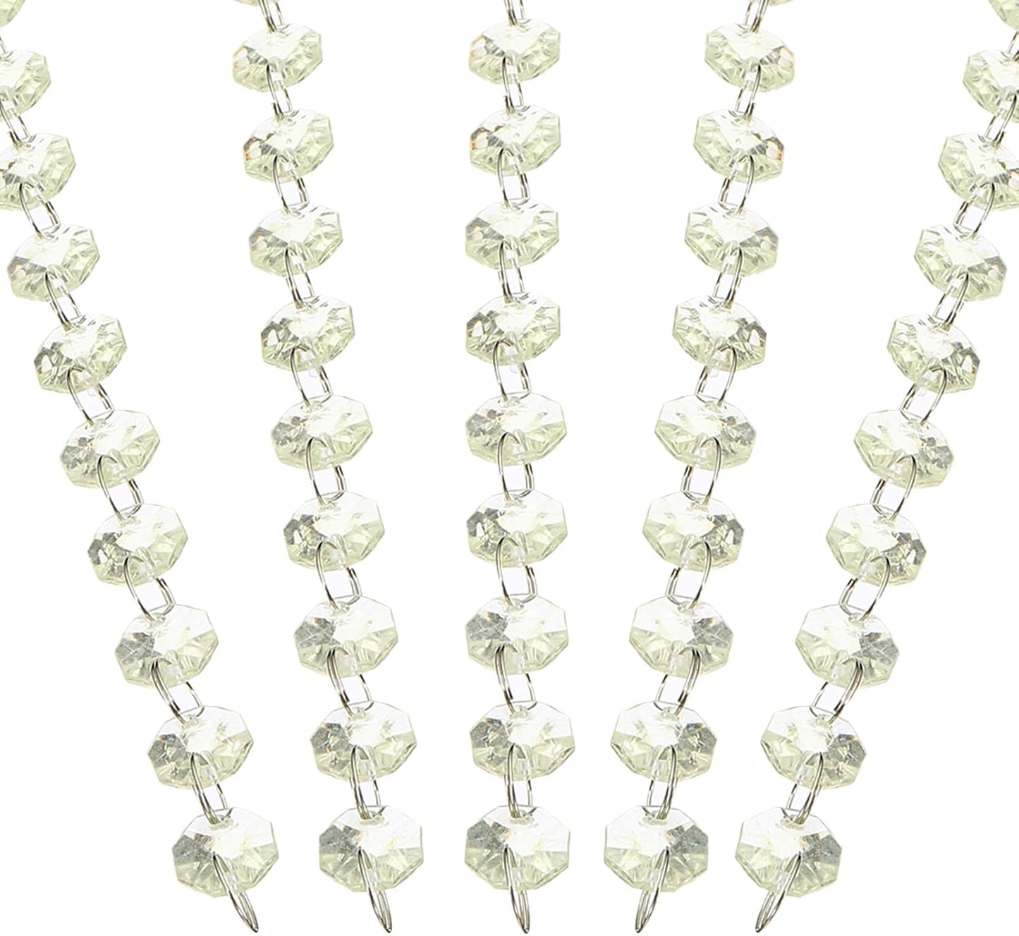 PATIKIL 14 mm Crystal Garland Strands, 32.8 Ft Acrylic Octagon Chandelier Bead Chains String for DIY Craft Wedding Party Home Decorative Jewelry Making, Champagne