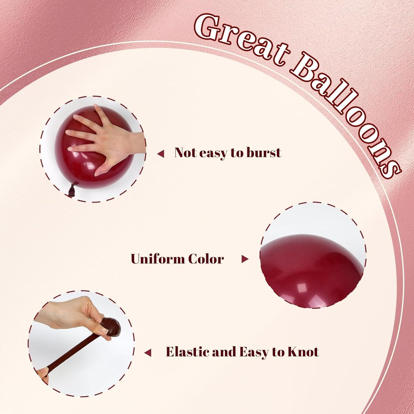 60pcs Burgundy and gold Balloons 12inch with Maroon Pearl Rose Gold Confetti Metallic Gold Balloons for Wedding Bridal Shower Anniversary Birthday Party Decorations