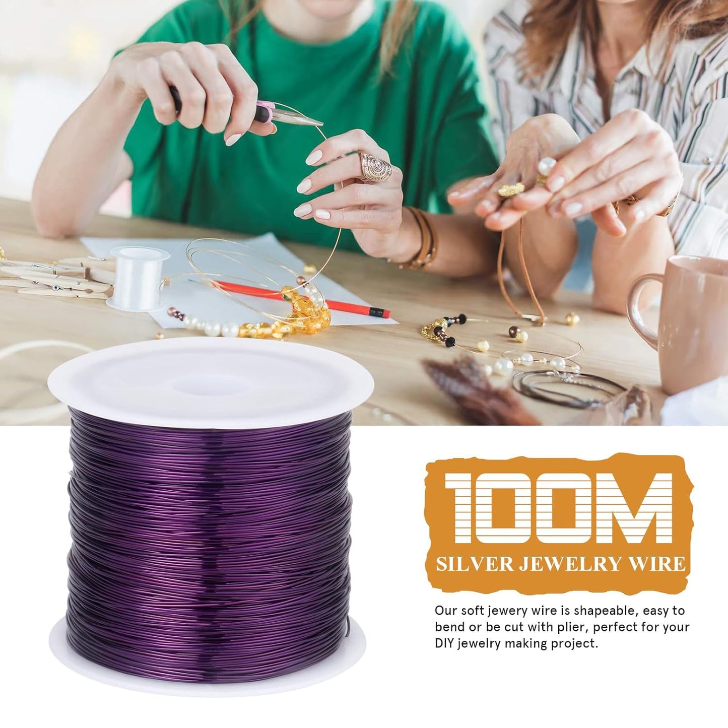 328FT Jewelry Wire 26 Gauge Tarnish-Resistant Copper Beading Wires Roll Bulk for DIY Crafts Jewelry Making, Purple Wire