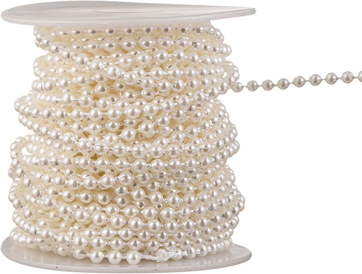 3mm Millet Beads Crafts Faux Pearl Beads Garland Pearl Bead Roll Strand of Pearls to Decorate Floral Centerpieces Wedding Party Favor Christmas Tree(33 Feet Ivory)