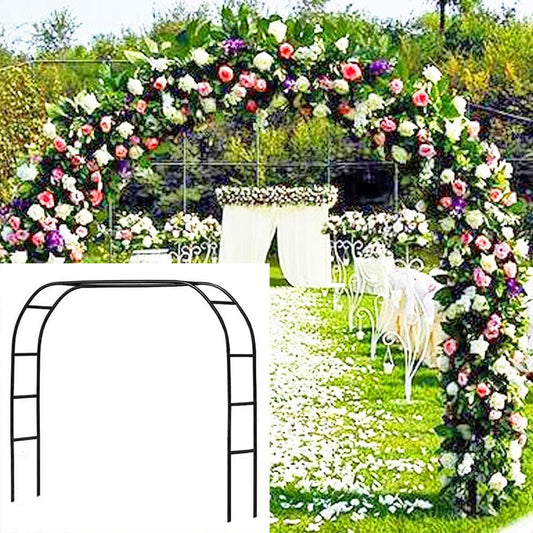 Metal Garden Arbor Wedding Arch 76.8 Inch H x 90.5 Inch W \94.5 Inch H x 55 Inch W Assemble Freely 2 Sizes for Various Climbing Plant Roses Vines Bridal Party Decoration Pergola Arbor (Black)