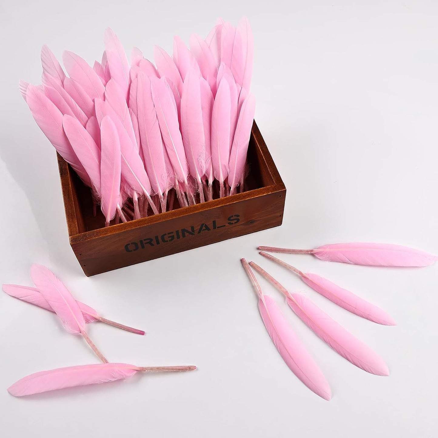 FeelfunFeather 120pcs Goose Cochettes Feather Natural Bulk 4-6 inch 10-15cm for Wedding Party Christmas Decorations DIY Crafts Goose Cochettes Feather,Pink