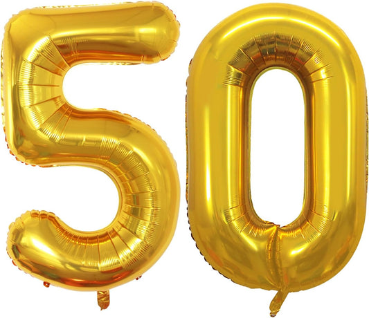 GOER Number 50 Balloons for 50th Birthday Party Decorations,42 Inch Jumbo Foil Helium Balloons for 50th Anniversary (Gold)