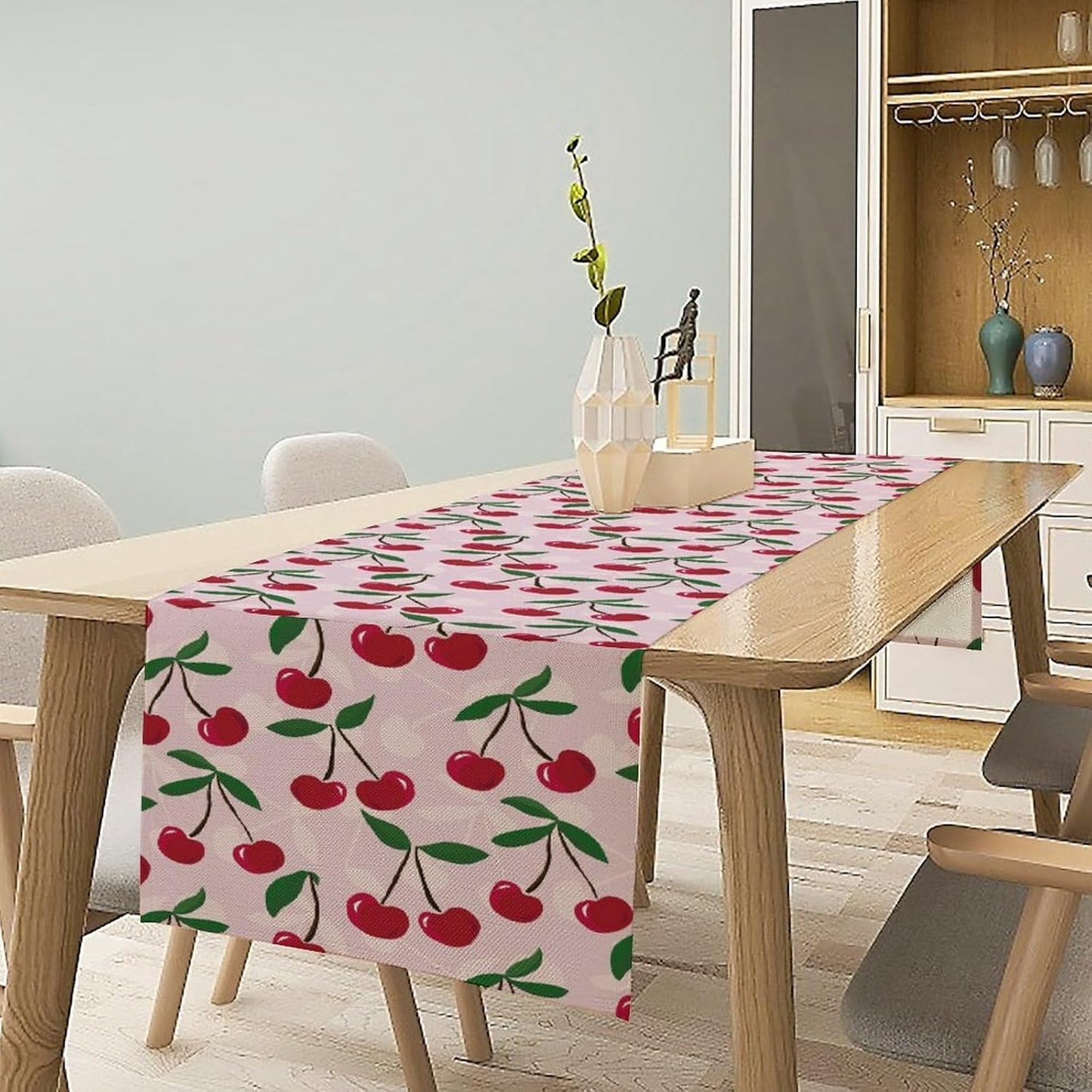 Cherry Table Runner,Spring Summer Fruit Table Runner for Kitchen Dining Table Home Party Decoration 13x90 Inch