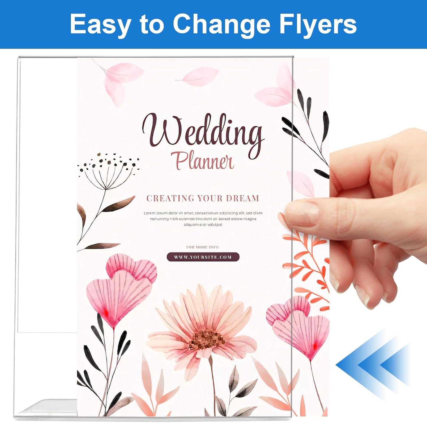 6 Pack Acrylic Sign Holder 8.5 x 11, L-Shape Clear Plastic Display Stand for Tabletop, Acrylic Stands for Flyers, Table Paper Holder, Vertical Sign Holder 8.5x11 for Restaurants, Office and School (Slant 6 Pack 8.5x11)