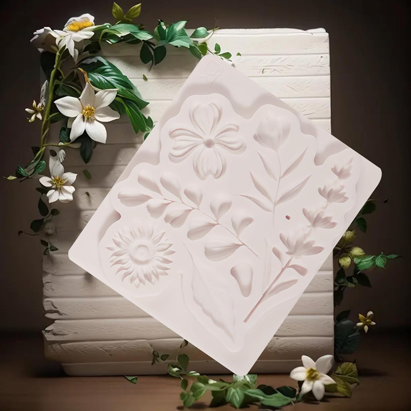 1 Pcs Flower Fondant Mold for Cake Decoration, Leaf Chocolate Silicone Mold, Exquisite Flower and Leaf Shape is Perfect for Wedding Desserts, Candy, Sugar Craft, Gum, Resin, Clay