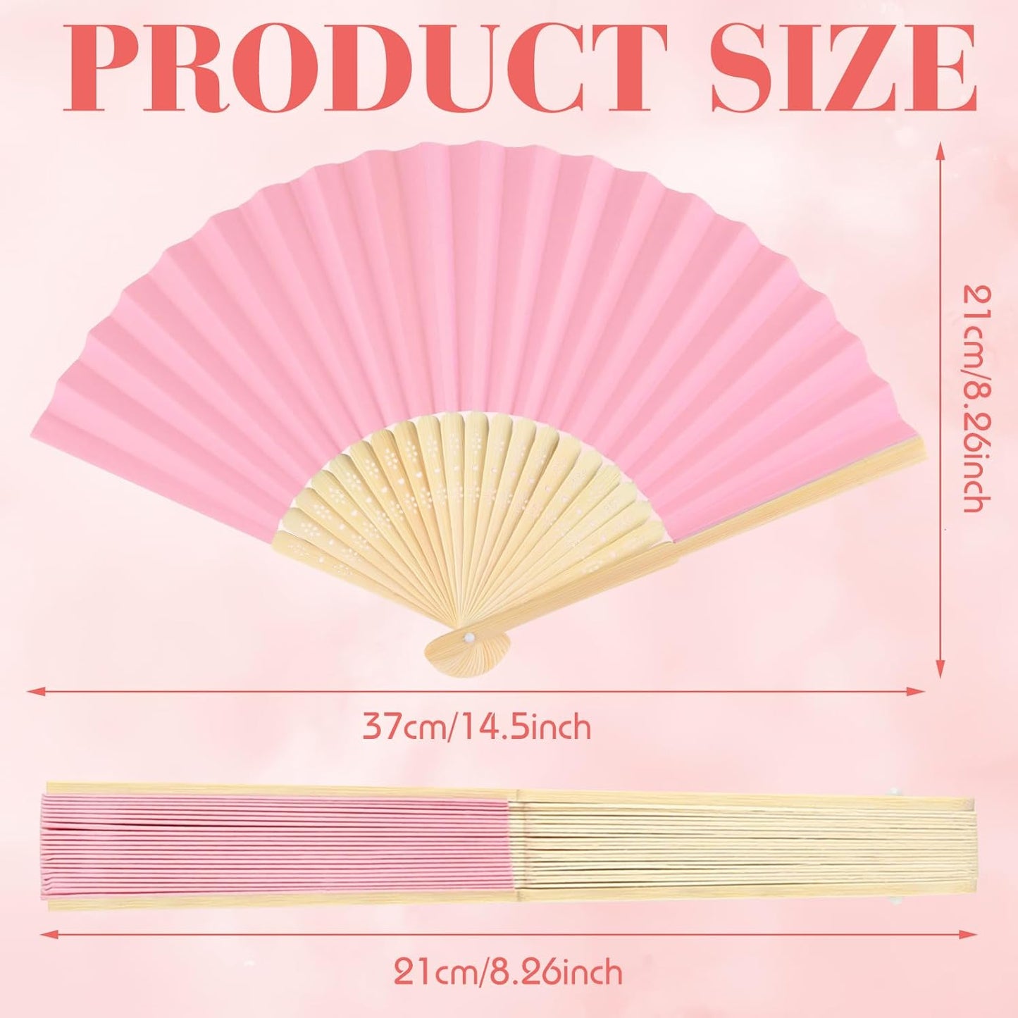 24 Pieces Hand Held Bamboo Folding Fans Paper Fans Handheld for Women Foldable Girls Wedding Decoration Church Home Party Favors Summer (Multicolor)
