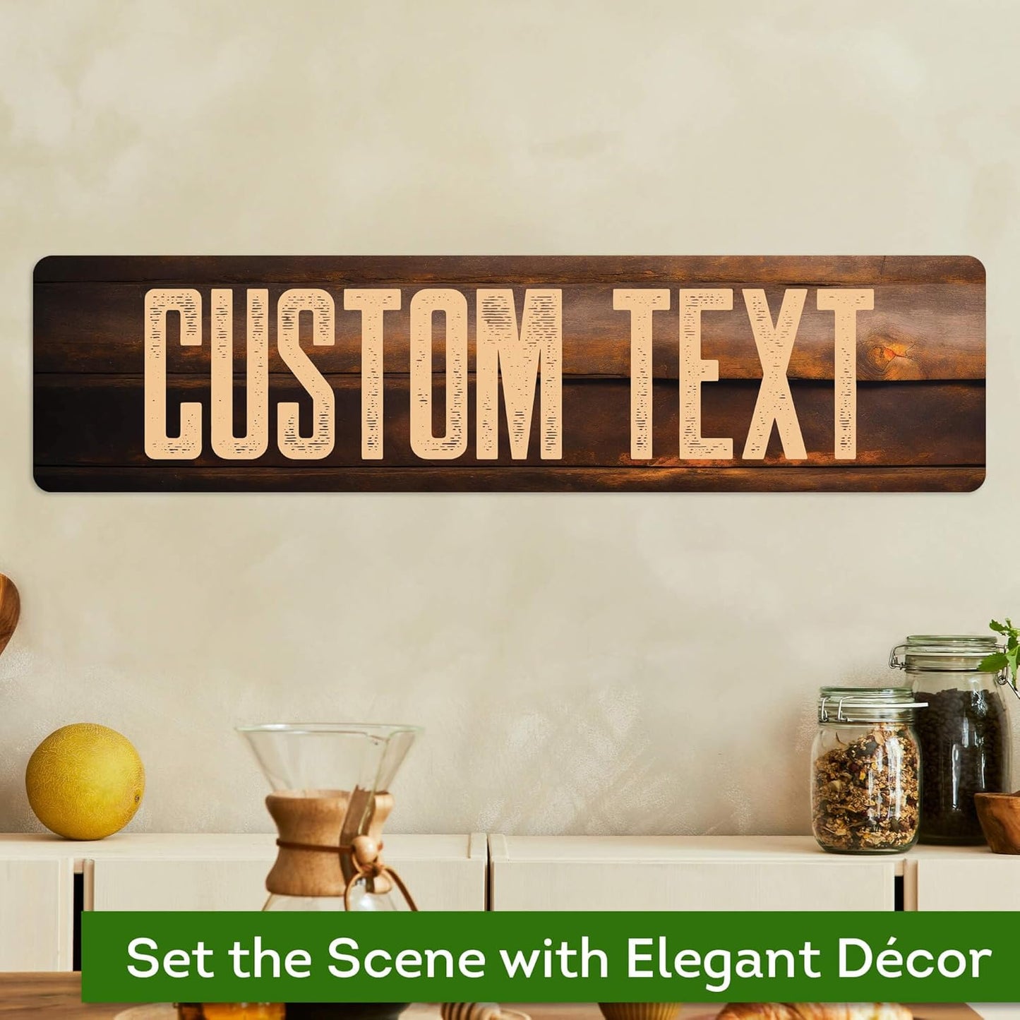 Custom Sign, Custom Street Sign, 11 Font Colors, 13 Font Styles, 4 Hole Options, 22 Sizes, 6x24 Inches, Rust Free DiBound, Fade Resistant, Made in USA by My Sign Center (Vintage Wood)