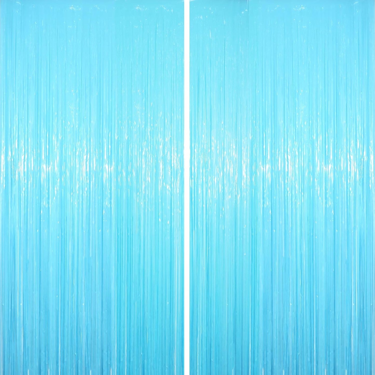 2 Pack Pastel Blue Tinsel Foil Fringe Curtains, Blue Party Decorations, Metallic Tinsel Party Streamers Backdrop for Birthday Baby Shower Gender Reveal Wedding Party Decorations