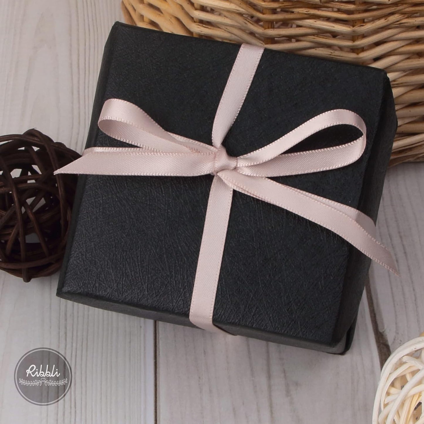 Ribbli Vanilla Double Faced Satin Ribbon,1/4” x Continuous 25 Yards,Use for Craft Bows Bouquet, Gift Wrapping, Wedding Decoration, Floral Arrangement