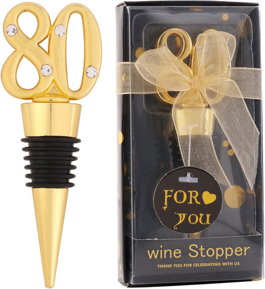 24 Pack 80th Birthday Favors For Guests-80 Years Old Wine Bottle Stoppers With Gift Box For 80th Wedding Anniversary Party Favor Decoration Souvenirs
