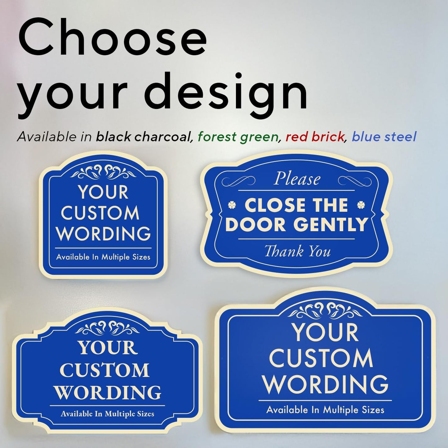 Custom Decorative Outdoor Metal Sign - Personalized Aluminum Driveway Sign, Waterproof, Made in USA - Design 3 Blue Steel 30x24 In