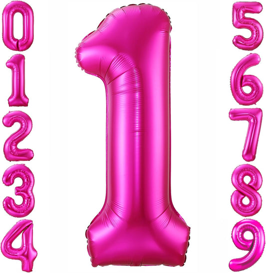Hot Pink 1 Balloon,40 Inch Number 1 Balloon,1st Birthday Balloon Decorations, Foil Mylar Helium 1 Balloon Number for Birthday Party Decorations