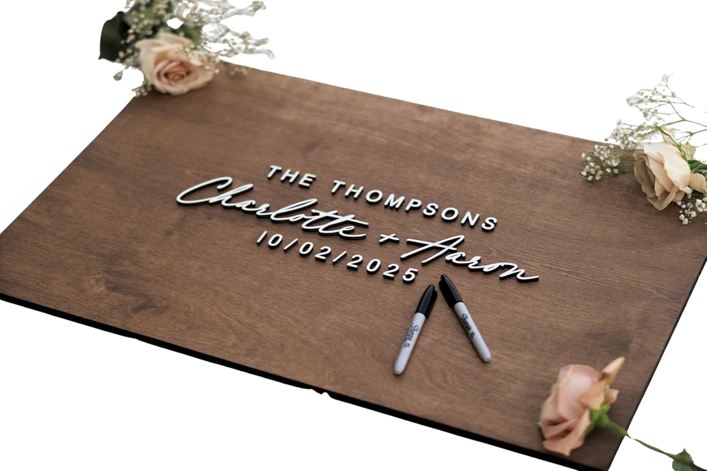Personalized Last Name Guest Book, Unique Guest Book Sign, Custom Alternative Guest Book, Wooden Guest Book, Wedding Ceremony Guestbook Sign (Design 6)