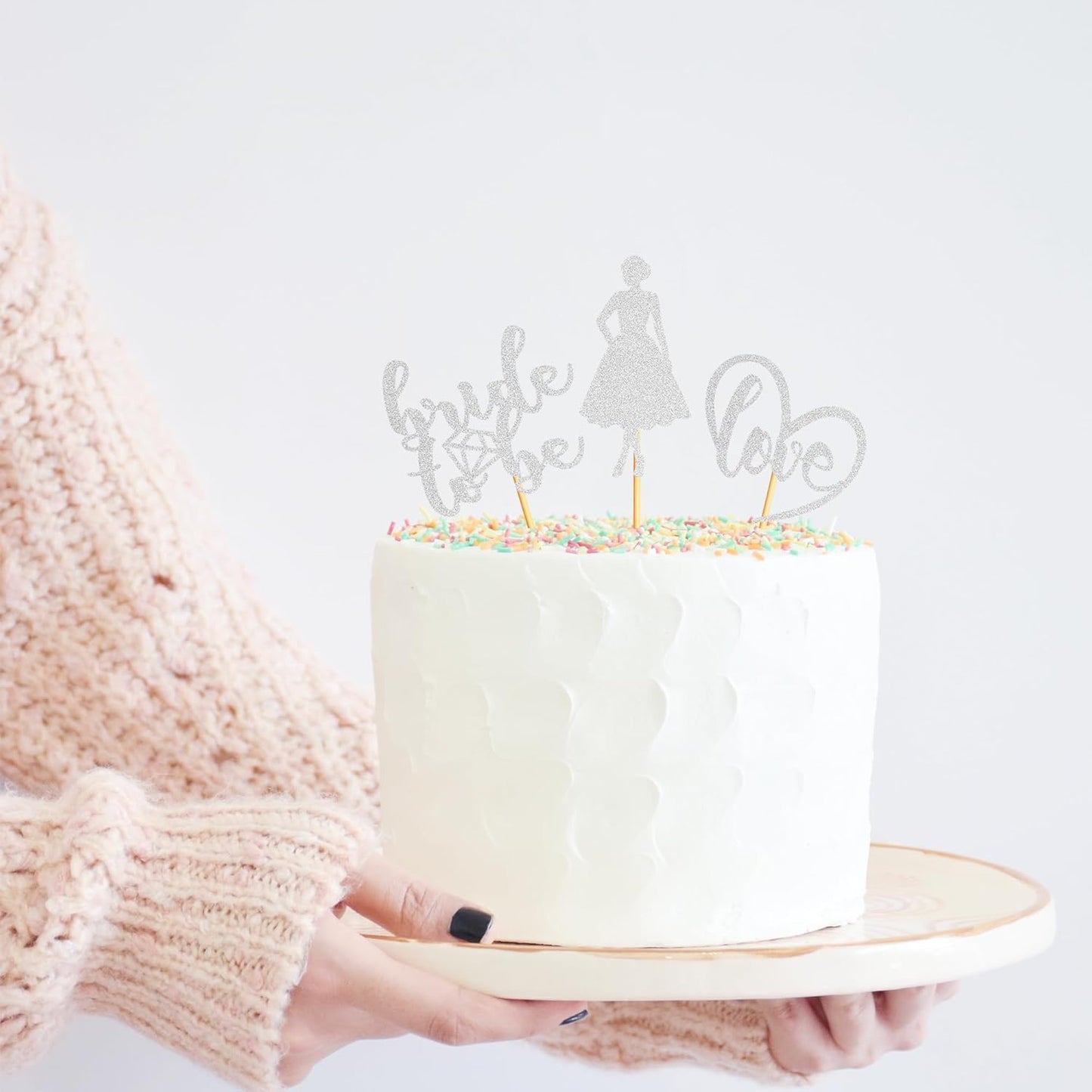 Sotpot 24PCS Bride to Be Cupcake Toppers with Heart Silver Glitter Dress Bridal Shower Cupcake Picks for Wedding Bridal Shower Wedding Engagement Party Cake Decorations