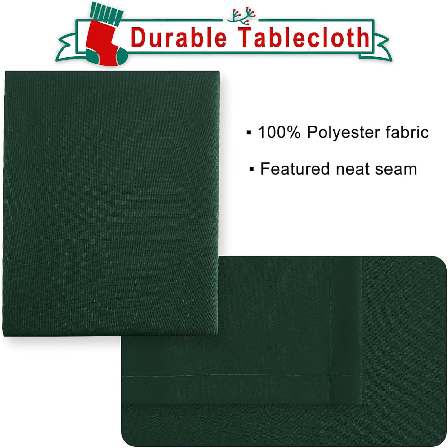 Hiasan Rectangle Tablecloth - Waterproof Washable Fabric Table Cloth for Wedding, Banquet, Gathering and Dining Room, 90 x 132 Inch, Hunter Green