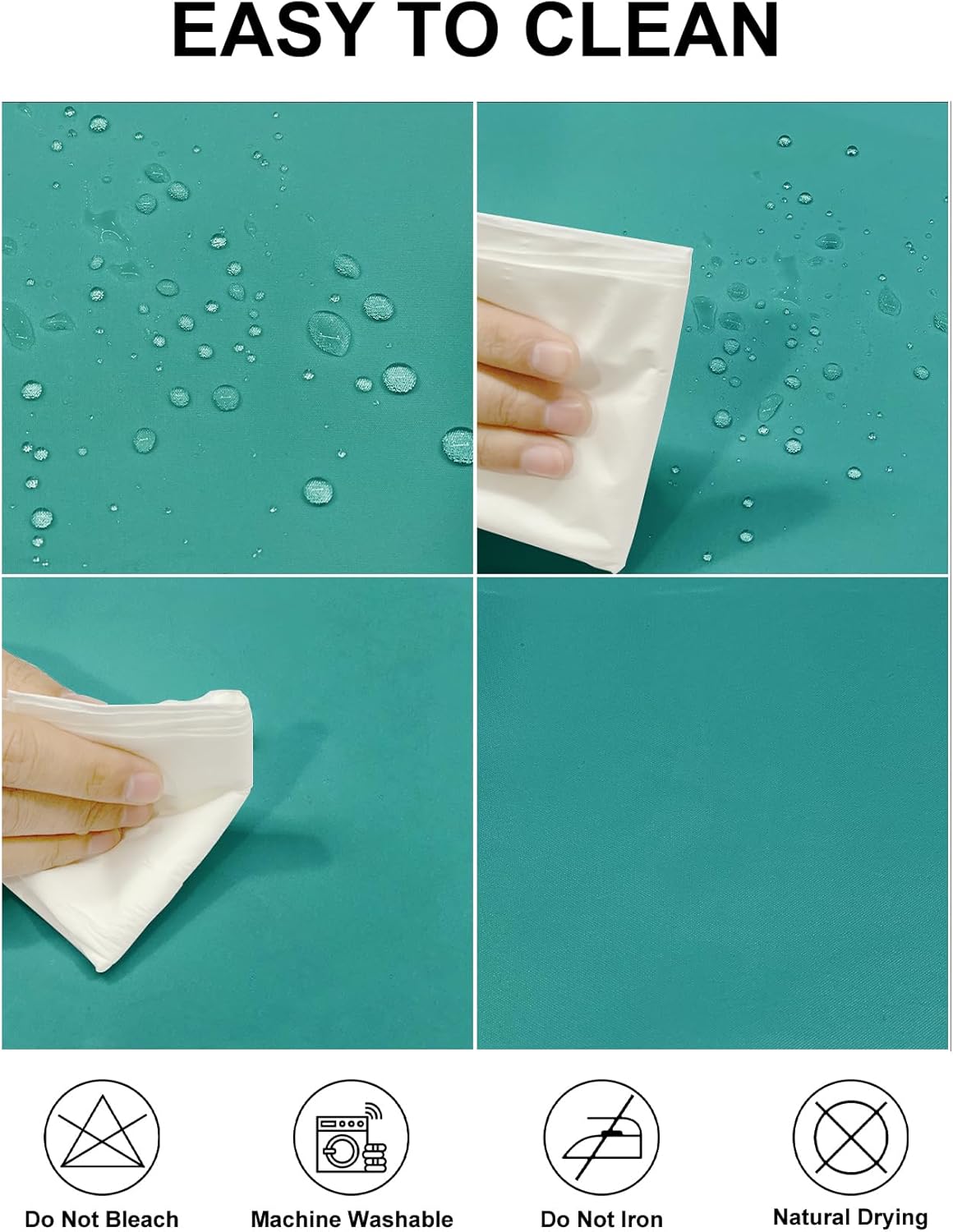 Fokitut 2 Pack Waterproof Rectangle Tablecloth, 90x132 Inch,Stain Resistant and Wrinkle Polyester Table Cloth, Fabric Table Cover for Kitchen Dining, Wedding, Party, Holiday Dinner-Turquoise