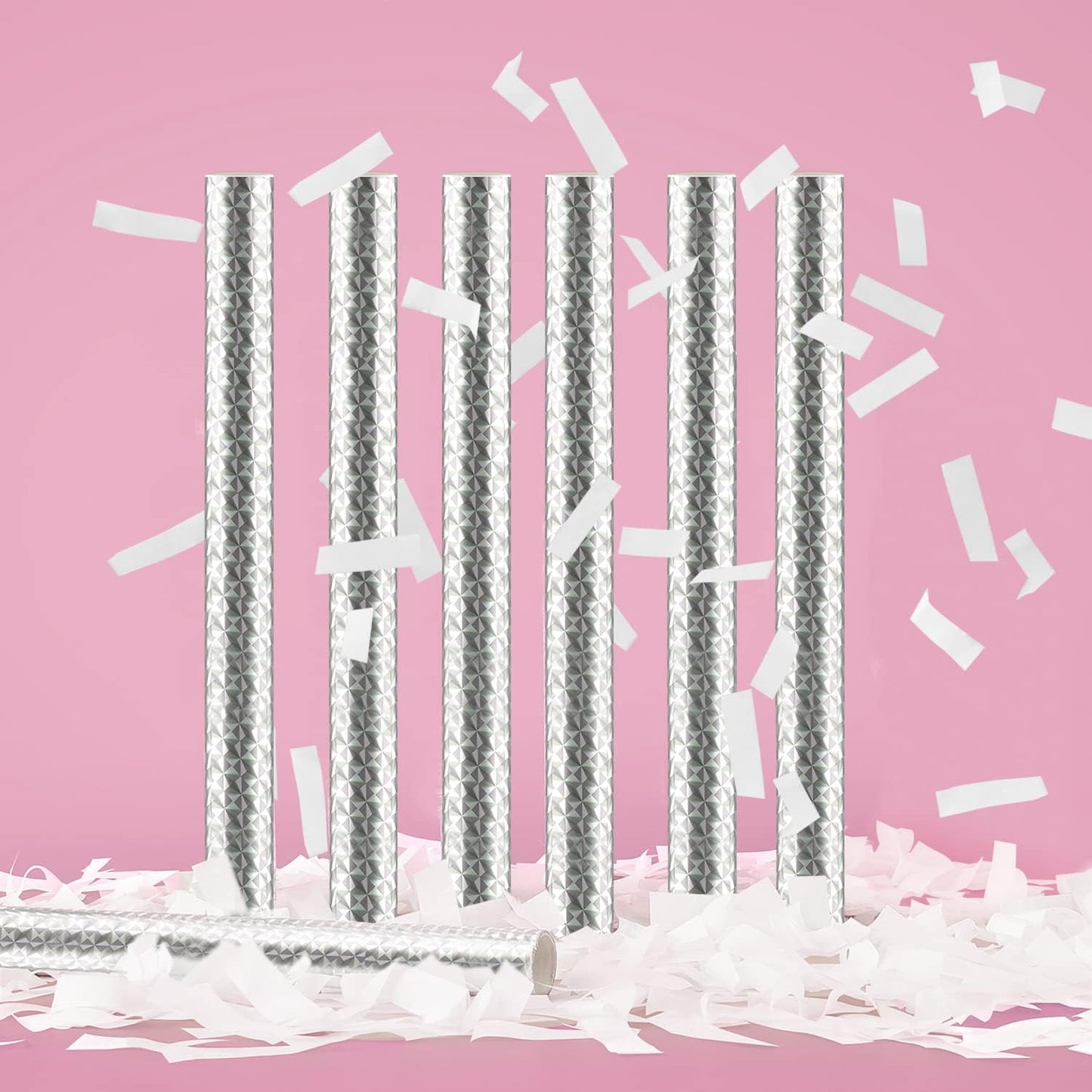 BATTIFE 21Pack White Confetti Wands, 14 Inch Tissue Paper Confetti, Flick Flutter Sticks for Wedding, Celebrations, Anniversary, Birthday, Graduation Party