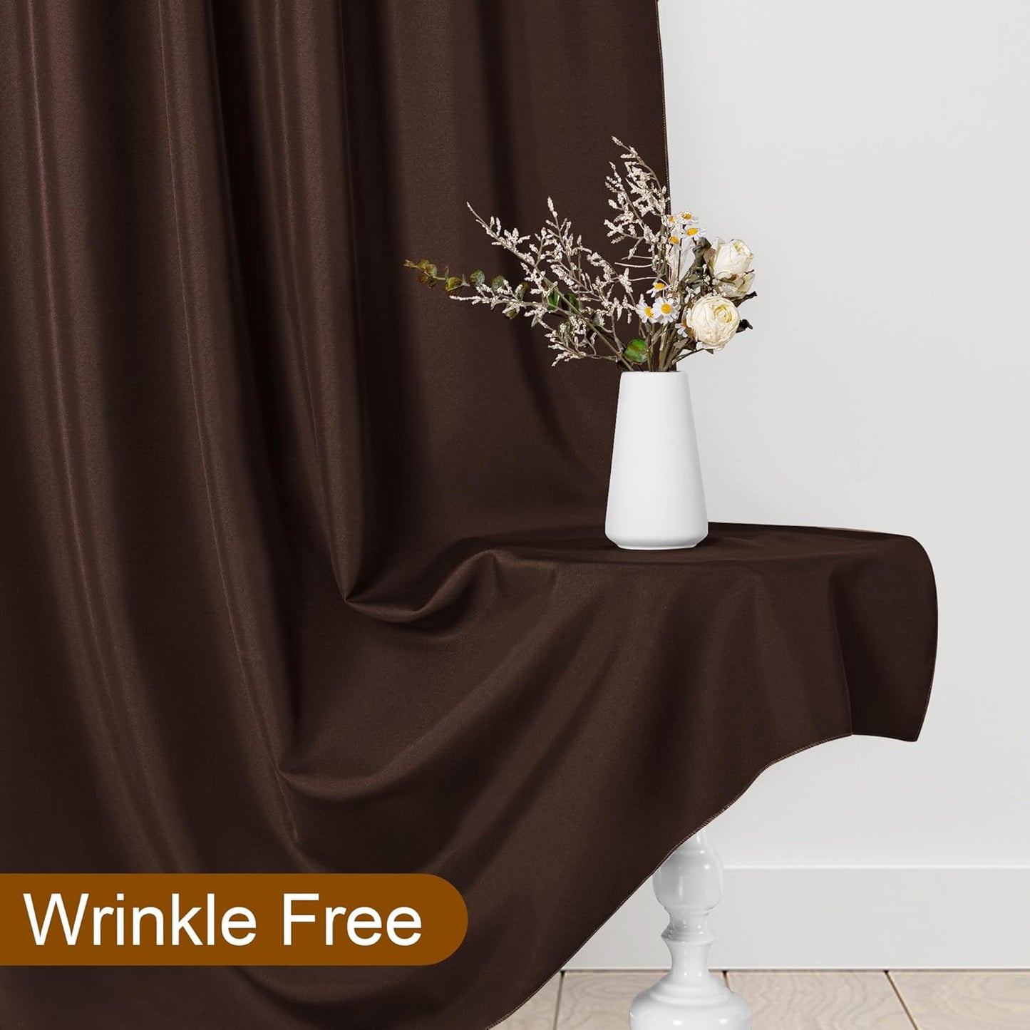 DWCN 10x8 FT Brown Backdrop Curtains for Parties, Photography Backdrop Drapes with Rod Pockets for Wedding Decorations Stage Birthday Family Gatherings, 2 Panels 5ft x 8ft