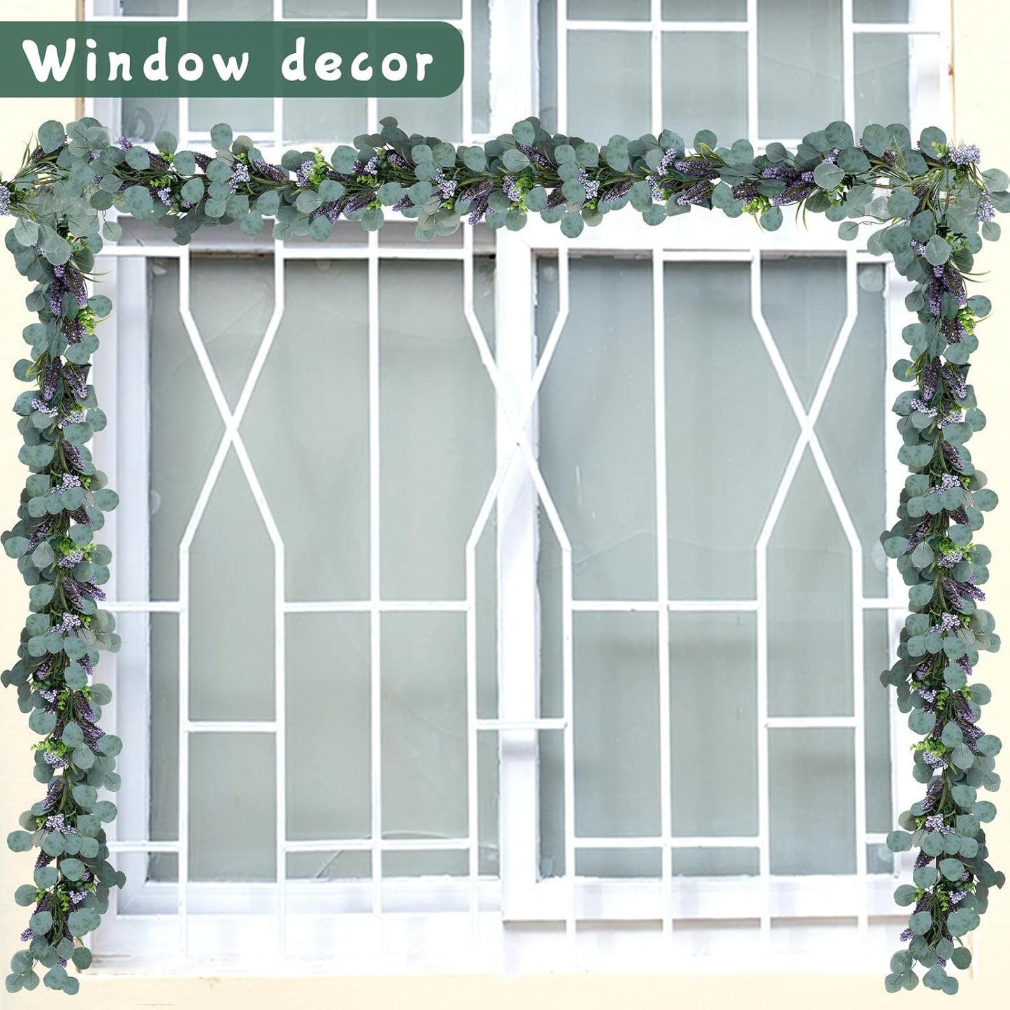 6FT Purple Flower Garlands Artificial Spring/Summer Garland Greenery Garlands Eucalyptus Garland Decoration for Baby Shower Wedding Party Table Runner Room Home Mantle Decor （Purple）