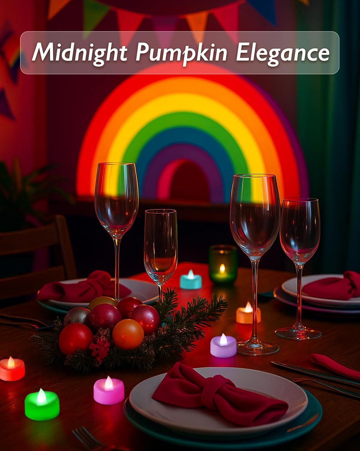 Raycare 7-Color Changing LED Tea Lights Battery Operated, 200+Hour Flickering Votive Candles, Realistic Fake Flameless TeaLights for Wedding Party Halloween Thanksgiving Christmas Decorations, 24 Pack