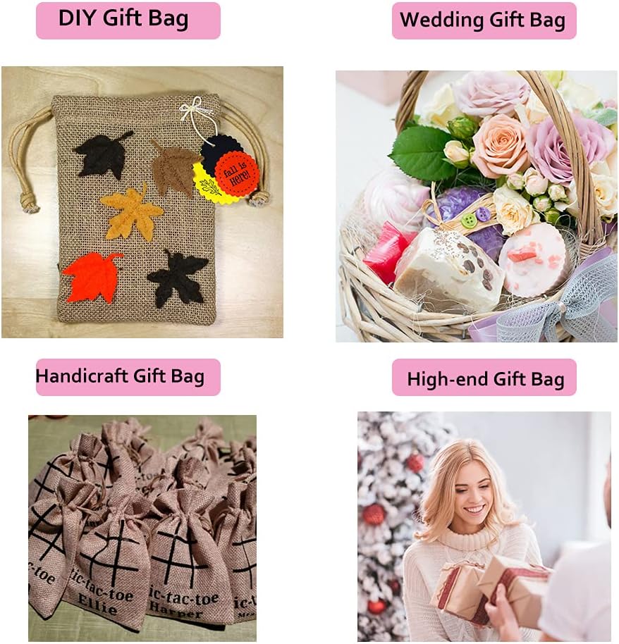 LYSXP 50PCS Burlap Bags with Drawstring，3x4 Inch Cream color Drawstring Gift Bag Jewelry Pouches for Wedding Party Favors, DIY Craft