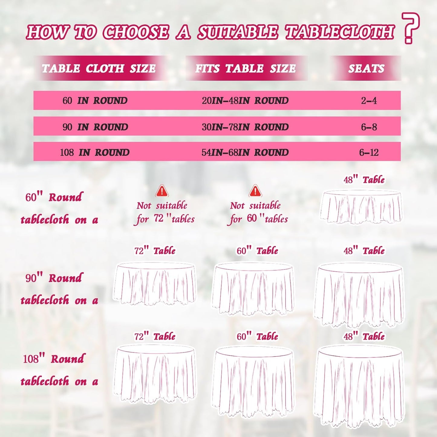 KKJIAF 1 Pack Round Table Cloths 90 Inch, Hot Pink Overlay Round Satin Table Cover, Silky Satin Dining Tablecloths for Wedding Buffet Parties Banquet Decoration