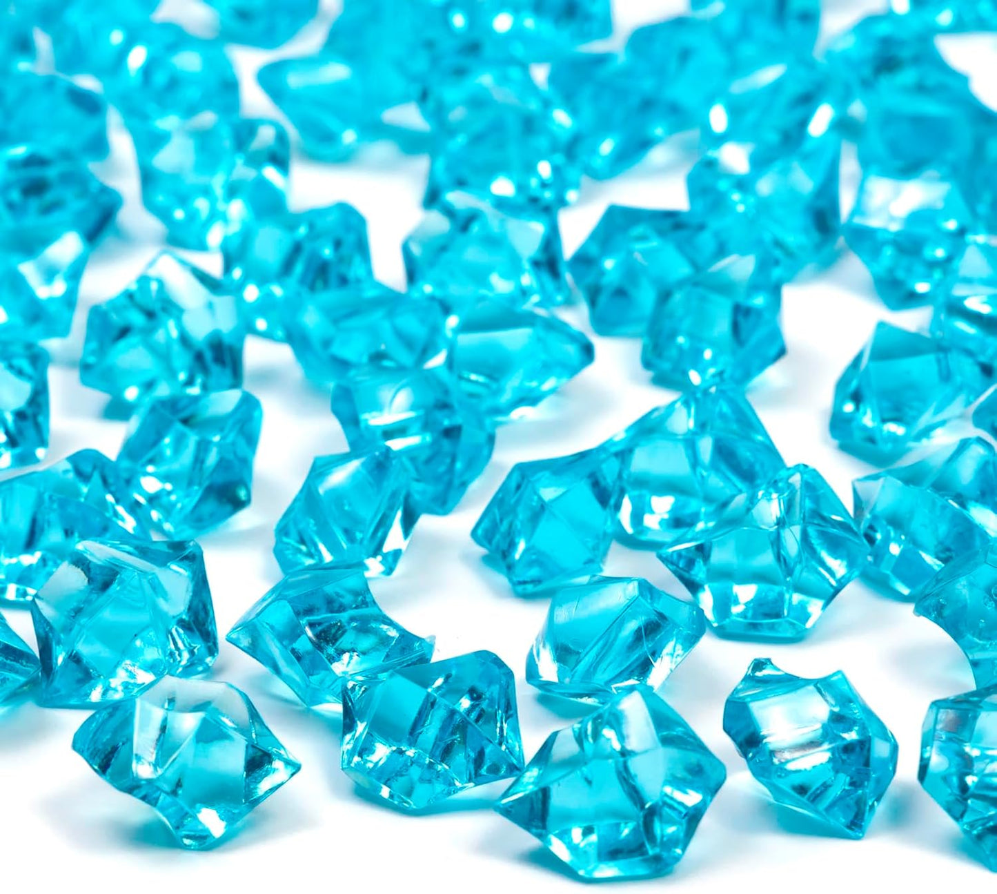 250 PCS Blue Fake Ice,0.62x0.86 Inch,1.1 lbs Acrylic Crystal Gemstones for Decoration, Photography, Vase Filling, and Parties,Non-Toxic and Reusable