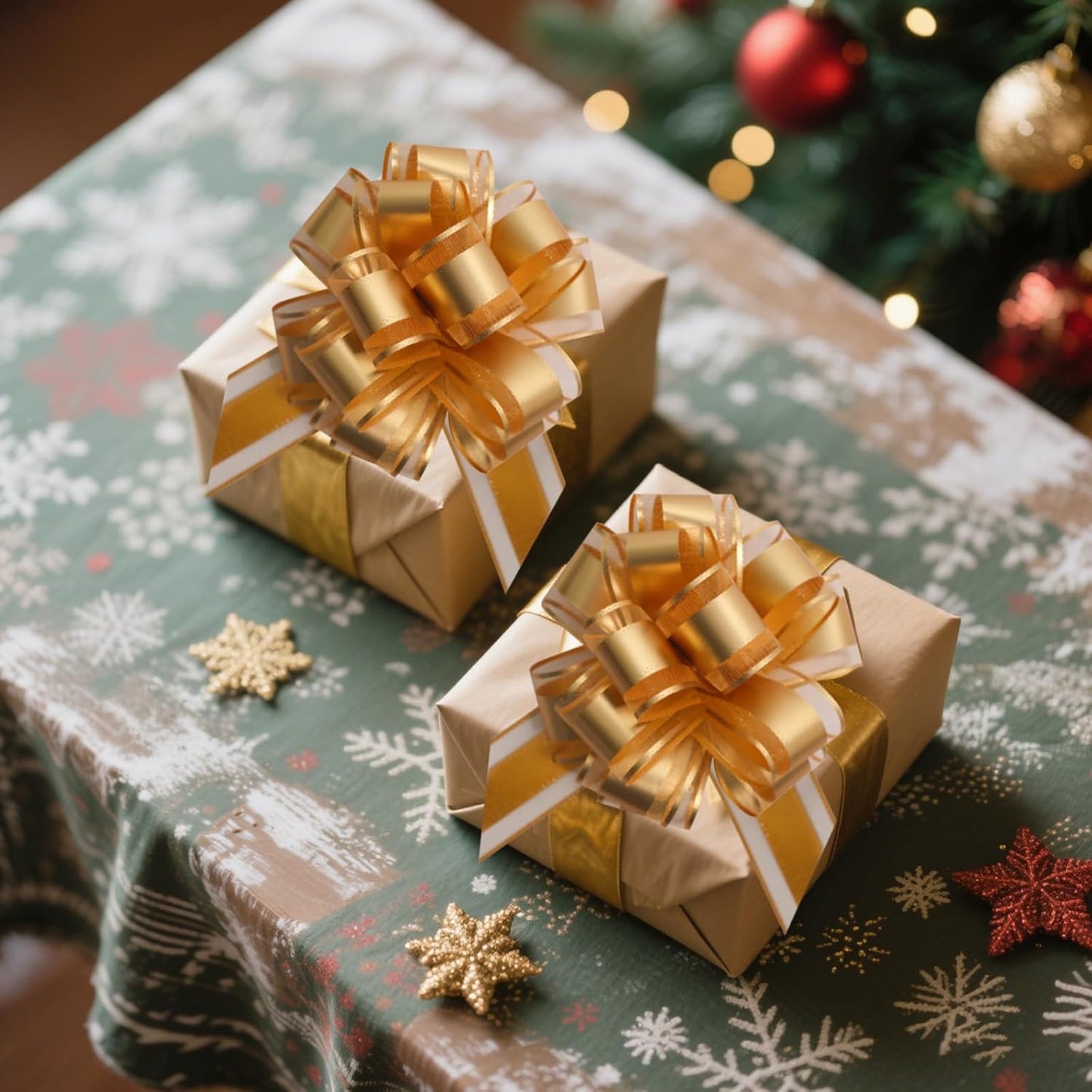 6 Pcs 6 Inch Golden Pull Bows, Perfect for Gift Wrapping, Weddings, Party Decorations, Crafts Easy-to-Use Pull Bows for Gifts and Events