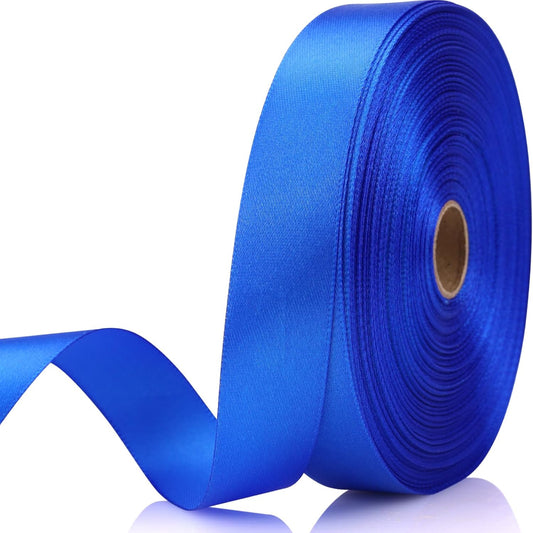 Blue Satin Ribbon 7/8 Inch 60 Yards - Single Face Polyester for Handmade Roses, Gift Wrapping, Timeless Flower, Bouquets, Wedding and Party Decoration