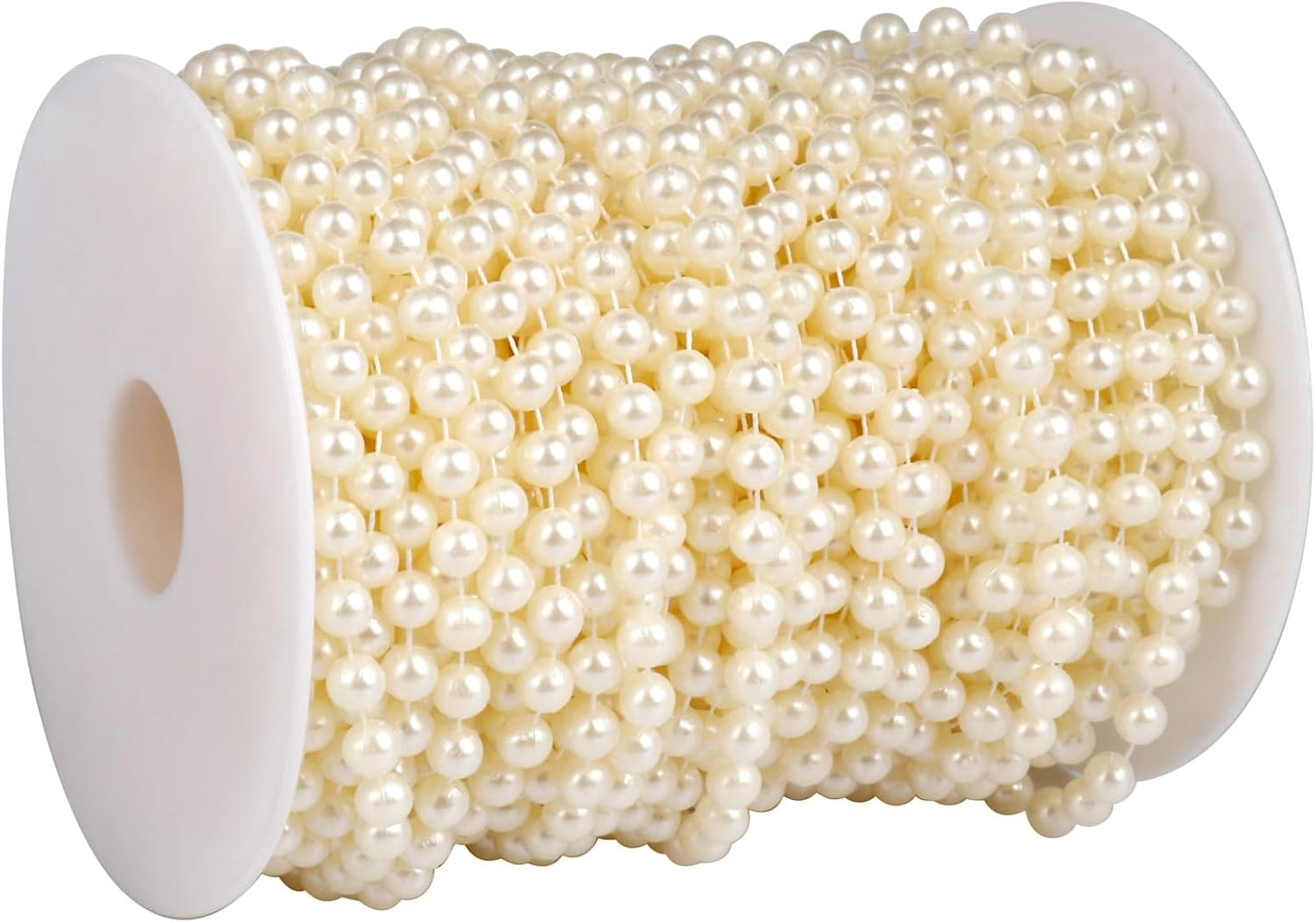 76.5 FT Pearl Beads Garland for Decoration, 6MM Craft Pearl Beads String Spool Ivory Color Faux Pearl Strand Roll for DIY Craft Wedding Party Christmas Tree Decoration