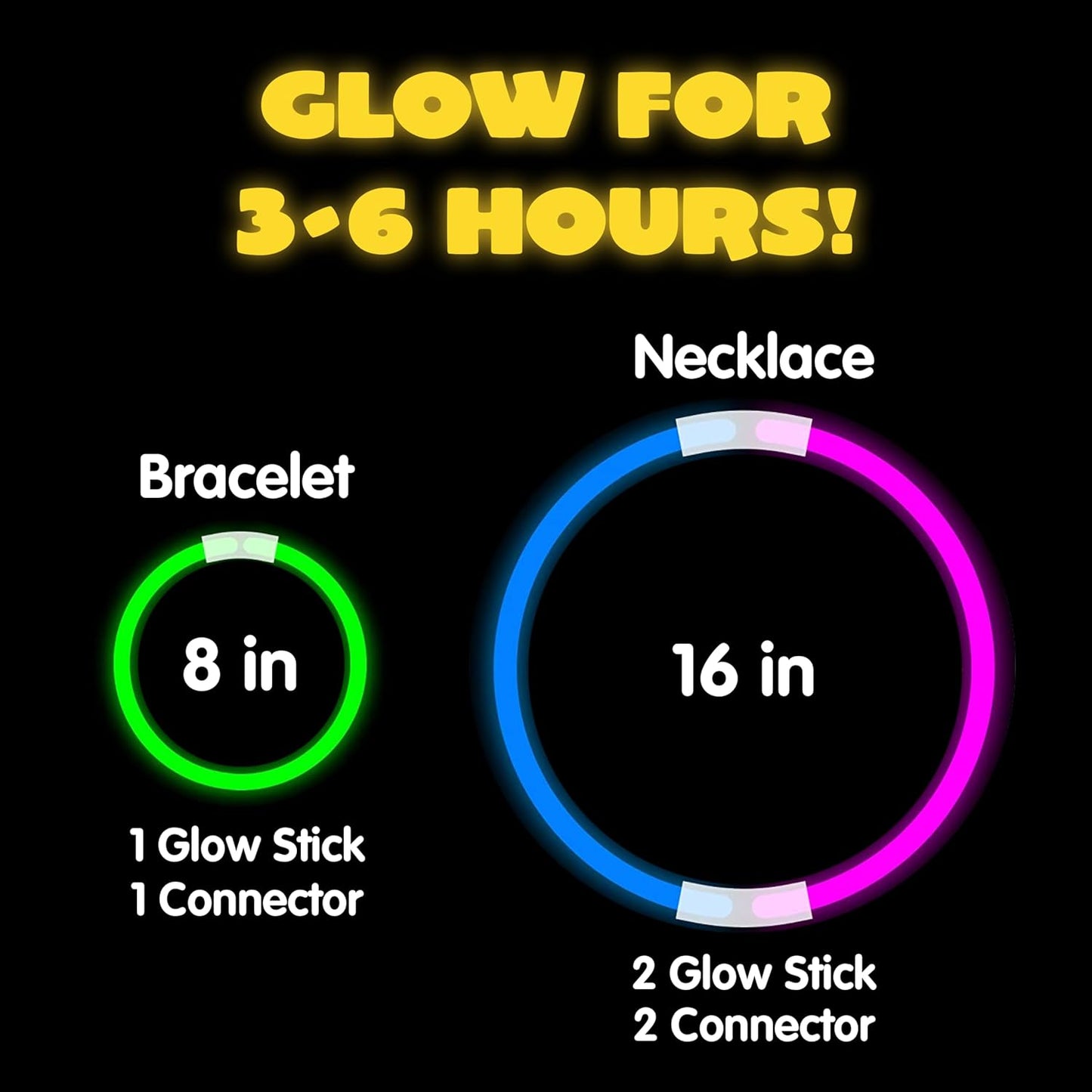 JOYIN 100 Pcs 8" Glowsticks, Halloween Supplies Pack, Bracelets Necklaces, Glow in the Dark Party Favors, Easter, Christmas, Football Party Supplies
