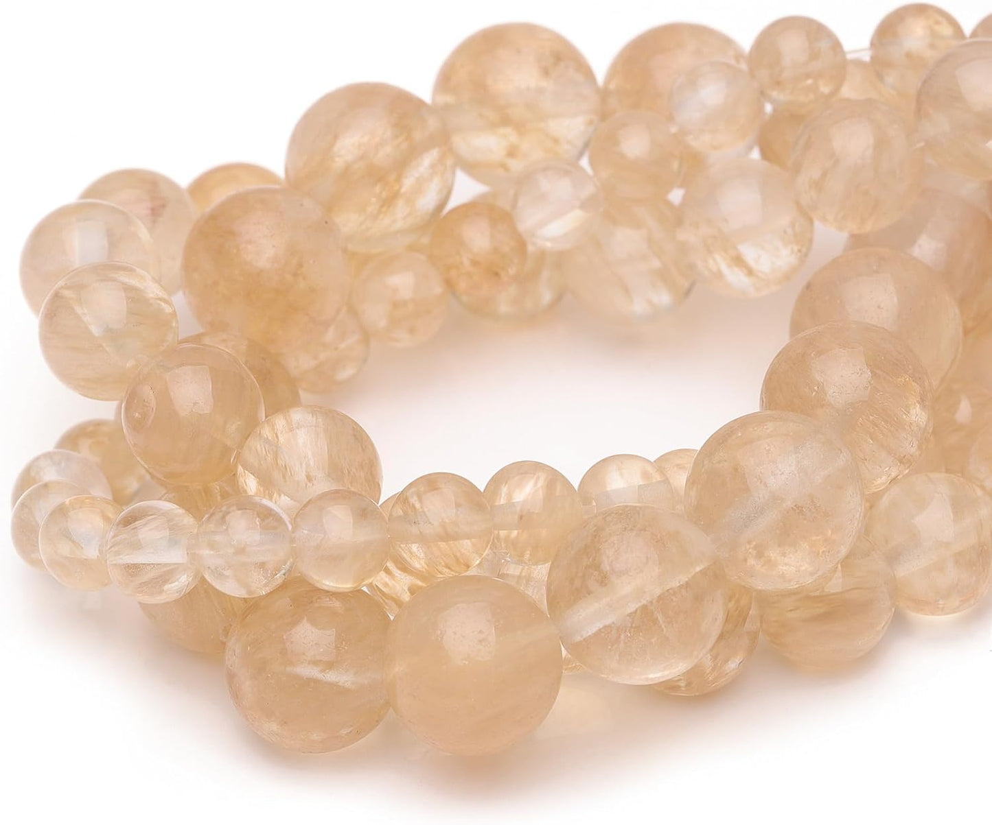 10mm Natural Stone Beads for Jewelry Making,Gold Rutilated Quartz Polished Smooth Round Gemstone Beads for Bracelet Necklace 15 Inch