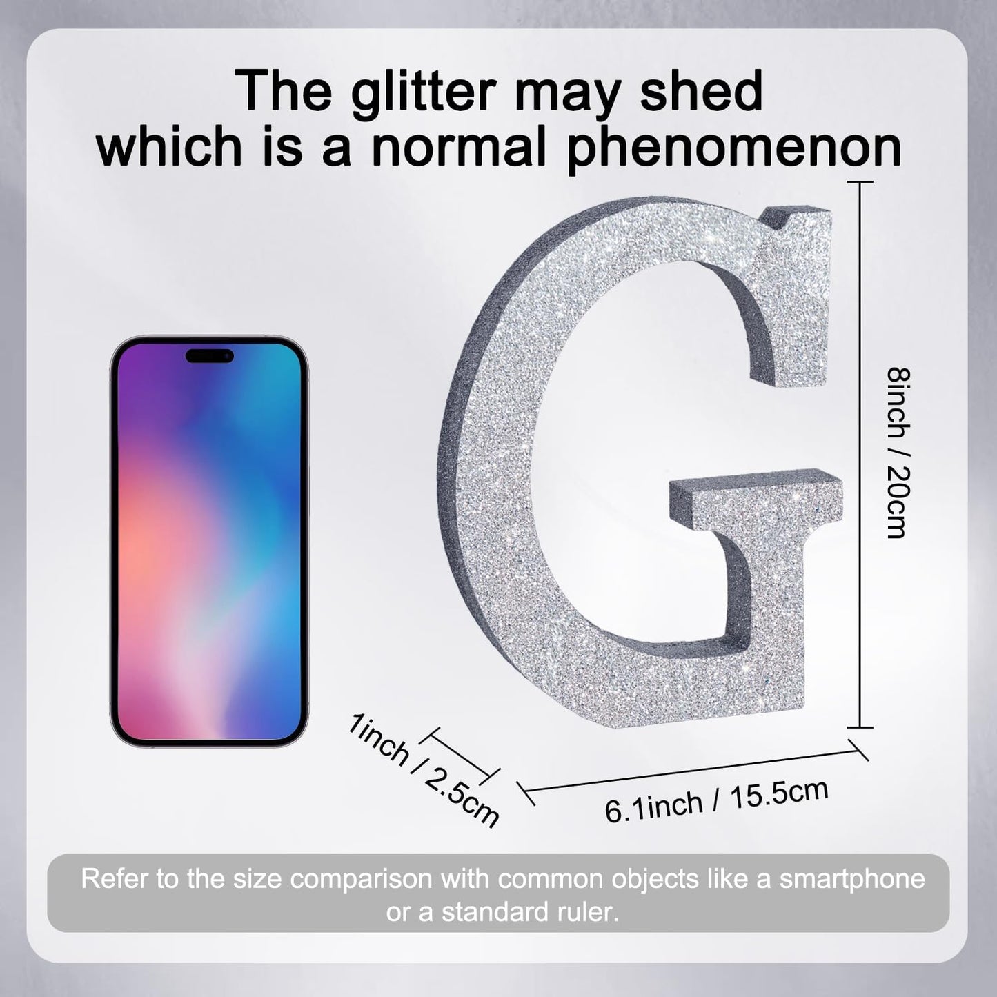 TONIFUL 8 Inch Silver Glitter Letter G Table Centerpiece A-Z Silver Birthday Party Decorations,Silver Alphabet G for Birthday,Chrismas,Graduation,Bridal Shower,Wedding,Anniversary Party Supplies