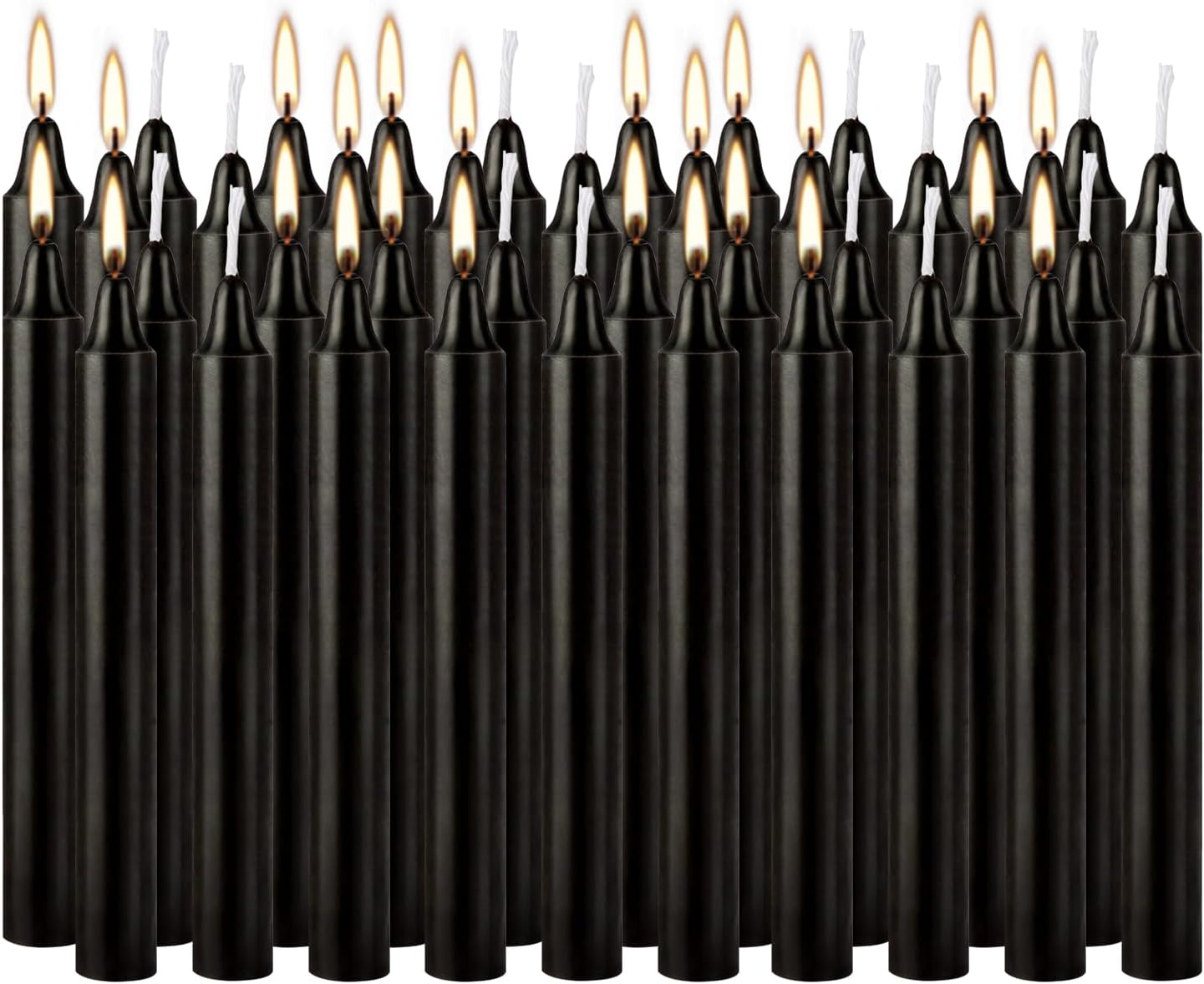 4 Inch, 40 Pack, Unscented, Dripless Taper Candles, Black, Smokeless Candles for Holidays, Wedding Ceremonies, Parties, Shabbat, 1.5 Hours