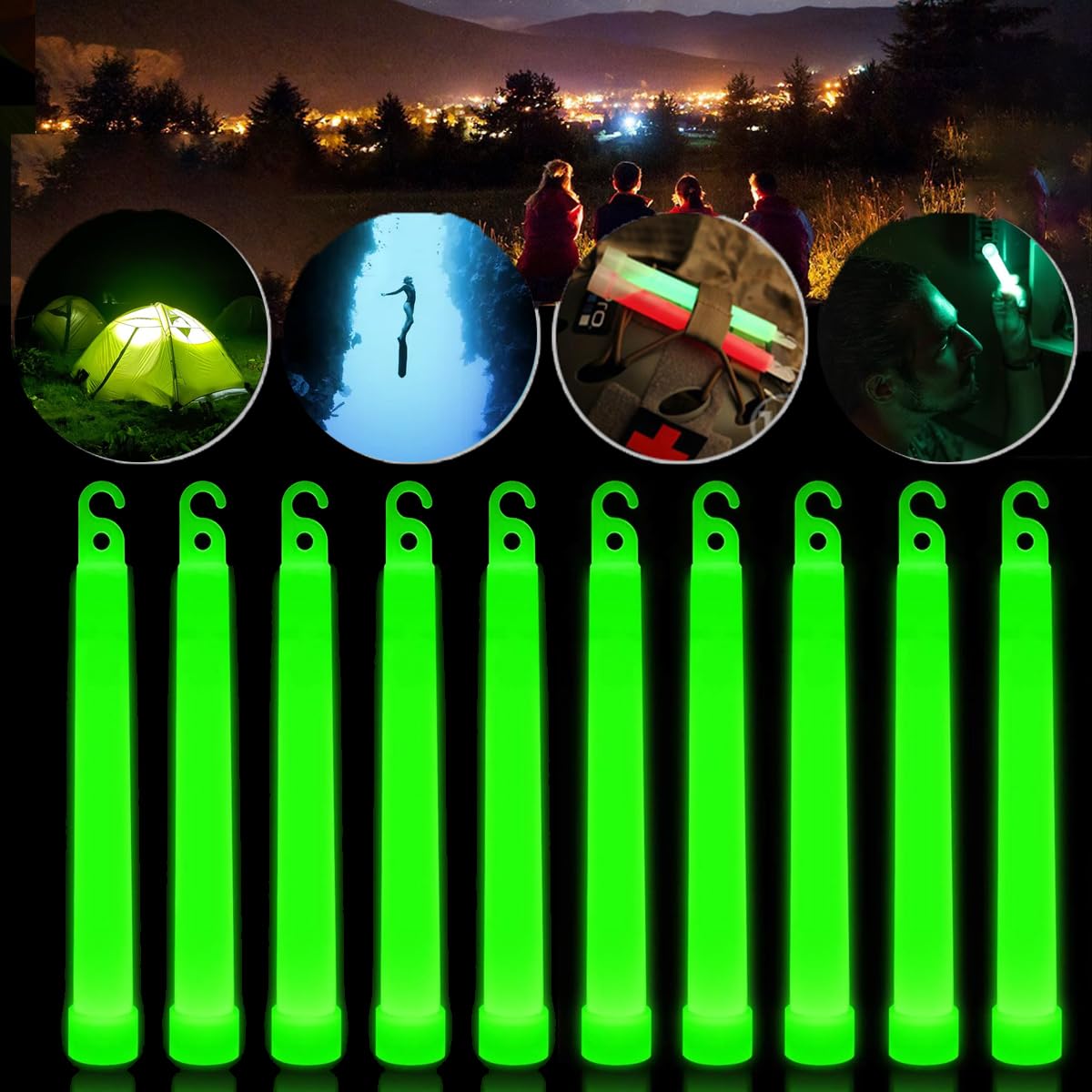 22PC Green Glow Sticks in The Dark Party Supplies, 12 Hours Duration Emergency Glow Sticks Bulk Party Pack, Glow Party Supplies, Glow Sticks for Kids, Glow in The Dark Sticks Waterproof, Nontoxic