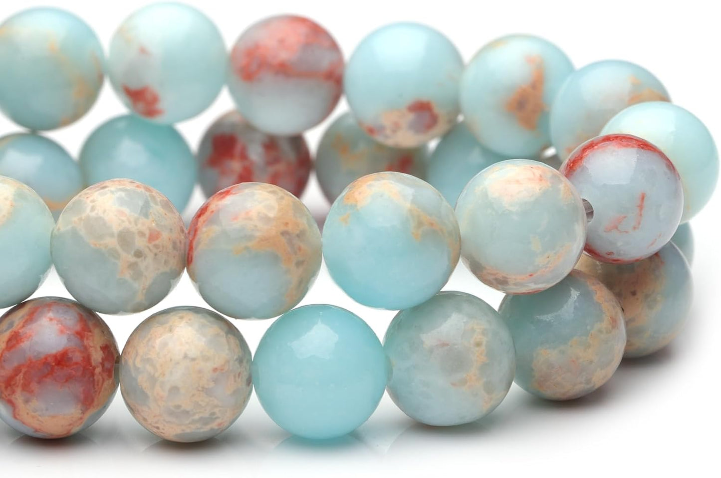 6mm Natural Stone Beads for Jewelry Making,Sky Blue Jasper Polished Smooth Round Gemstone Beads for Bracelet Necklace 15 Inch