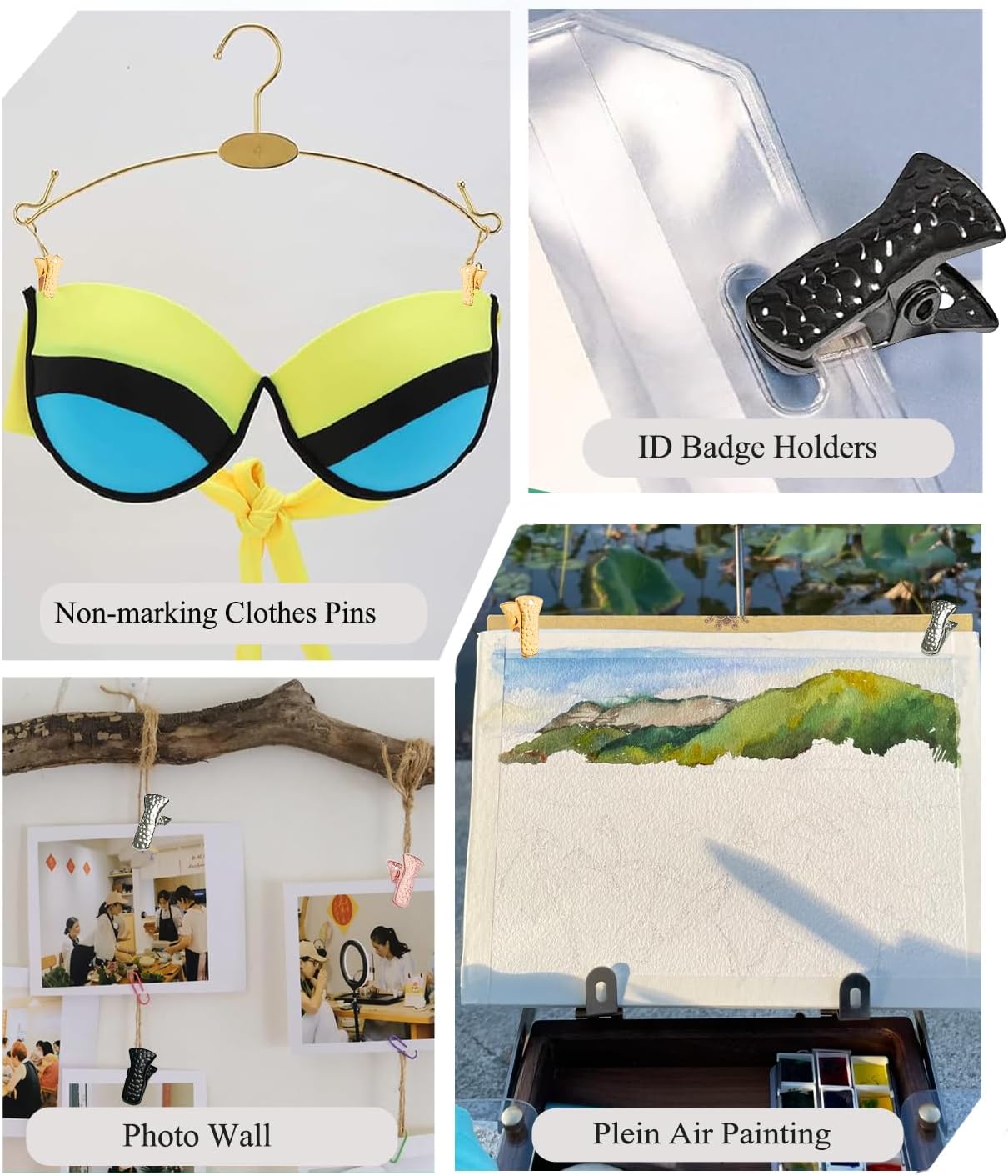 40-Pack Small Alligator Clips with Steel Core & Non-Slip Silicone| Multipurpose Clips for Delicates, DIY Crafts, Office & Home(Deep Black+Black)