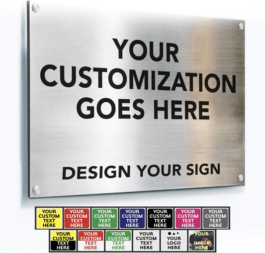 Custom Outdoor Metal Signs, Personalized Aluminum Signs, Customized Safety Signs, Metal Business Signs, Waterproof Outdoor Business Signs, White Aluminum (Silver Brushed, 30x24 In)