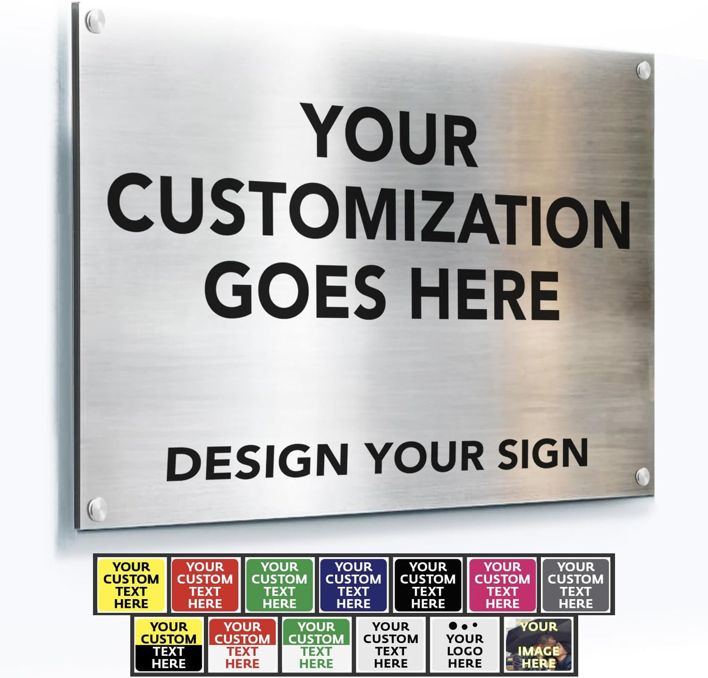 Custom Aluminum Business Signs, Personalized Outdoor Signs, Waterproof, Silver Brushed 20x20 In