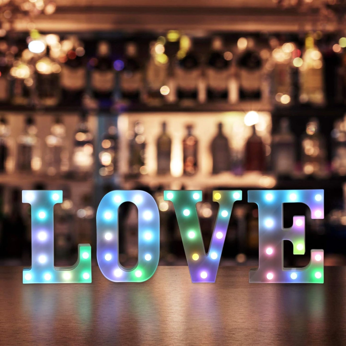 Foaky Colorful LED Letter Lights with Remote,Marquee Light Up Letters Sign for Night Light Wedding/Birthday Party Battery Powered Christmas Lamp Home Bar Decoration(M)