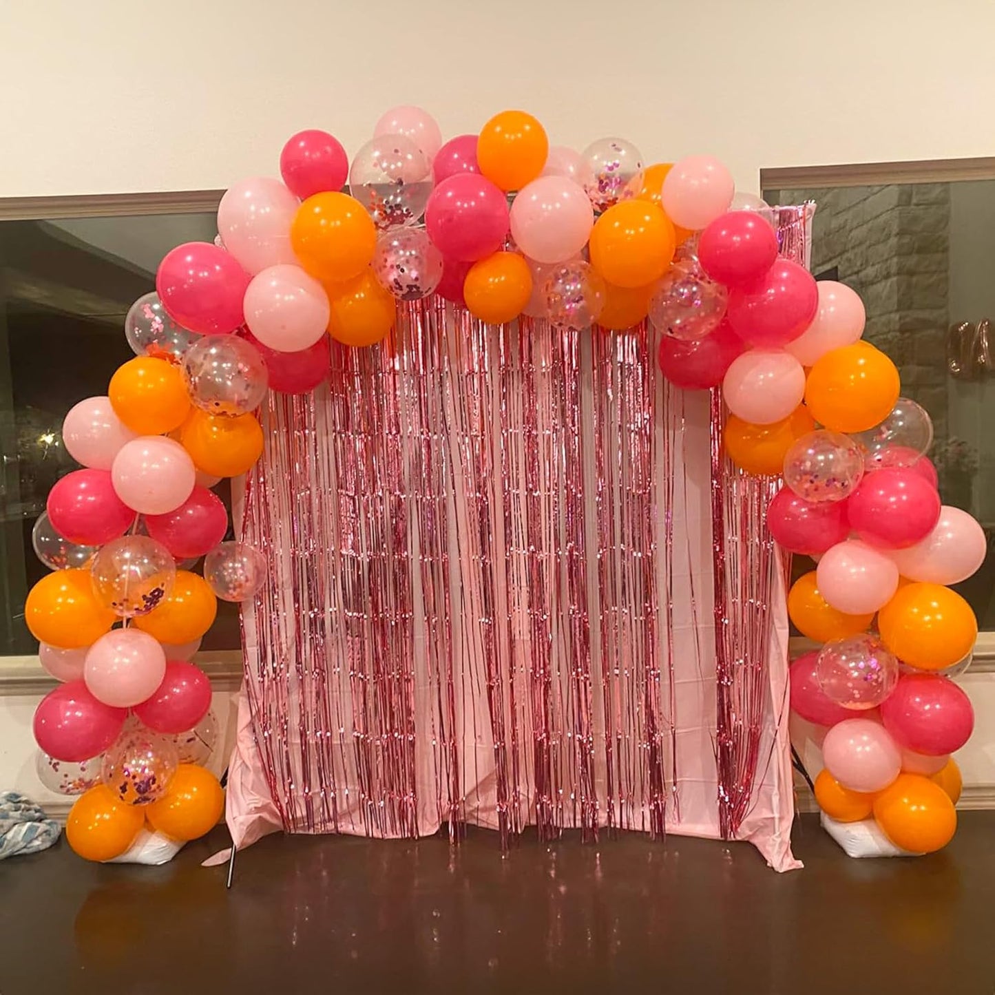 Pink and Orange Balloons 12 Inch for Fall Halloween Baby Shower Birthday Princess Tropical Wedding Party Decor - Hot Pink, Pastel Light Pink, Confetti Latex Balloon