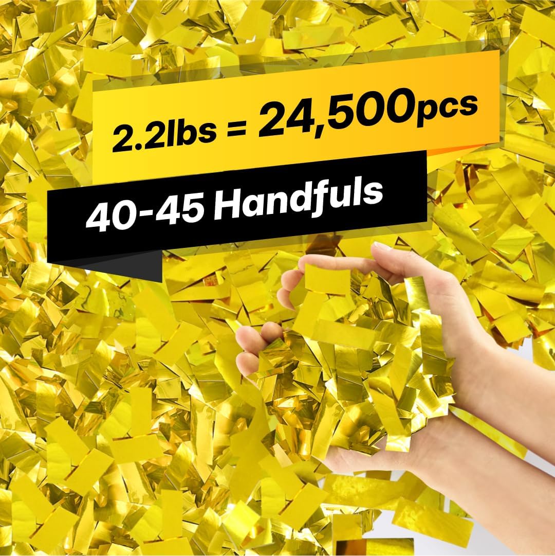 Gold Confetti Paper - BULK 2.2lbs | 1kg, Biodegradable Tissue Paper, Rainbow Light Weight, Non-Staining Paper, for Events, Crafts, Decorations