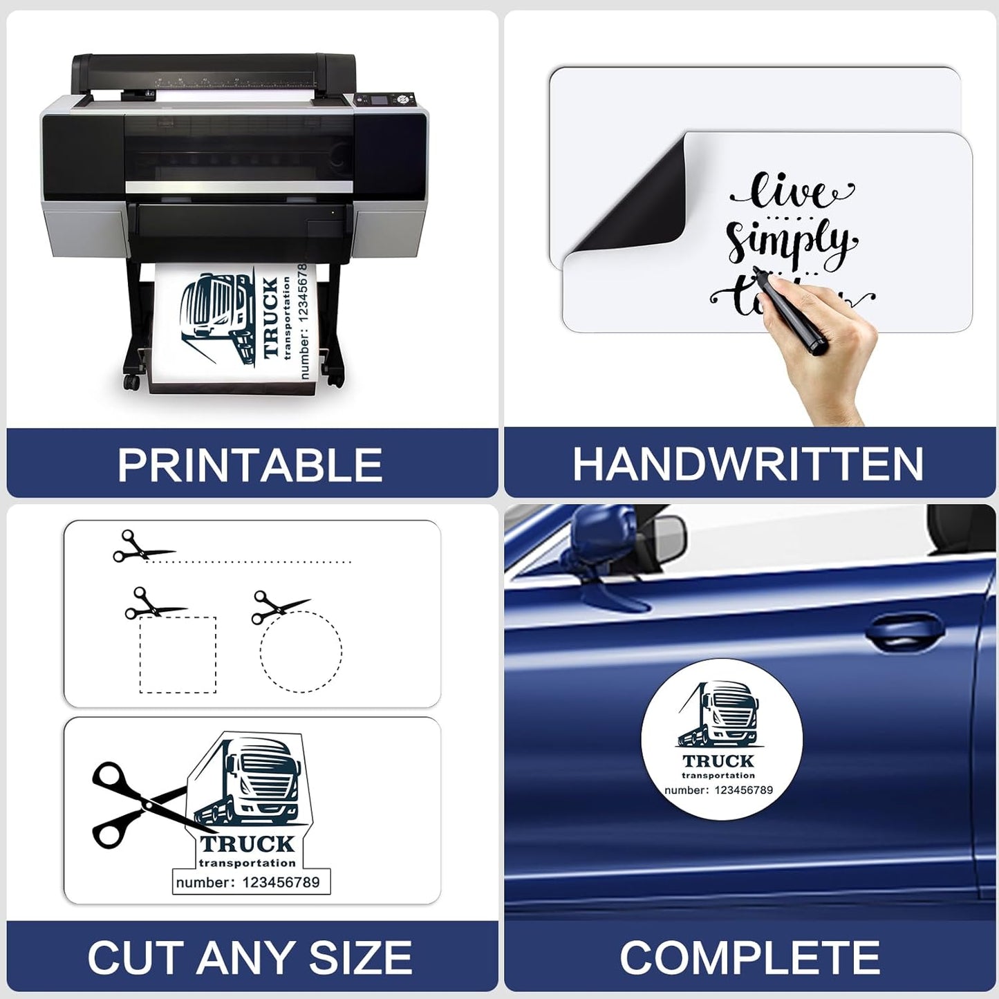 DIYMAG 4Pcs Blank Car Magnets,Door Magnet Rounded Corners Magnetic Set for Vehicle to Advertise Business Cover Company Logo Prevent Cars Scratches Dents, White, 24/" x 12/" -4P