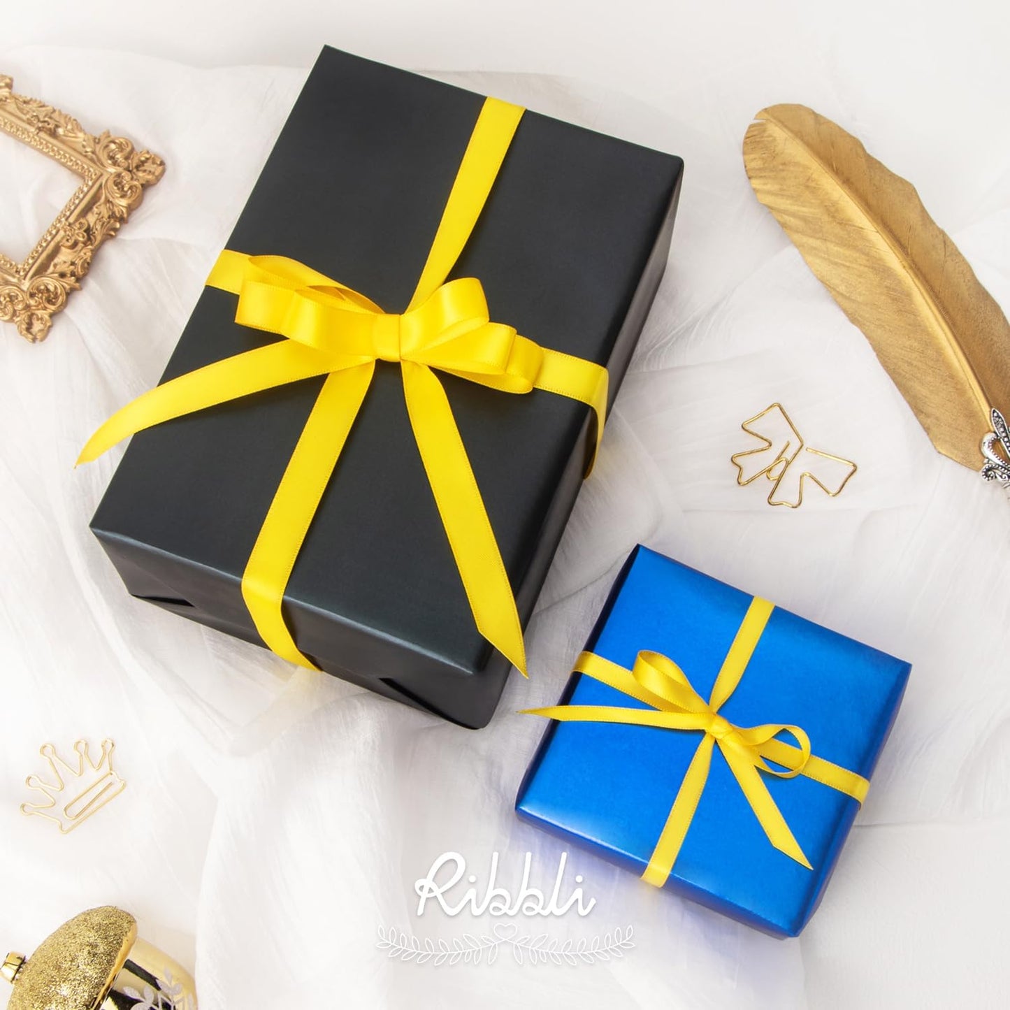 Ribbli Maize Yellow Double Faced Satin Ribbon,1/4” x Continuous 25 Yards,Use for Bows Bouquet,Gift Wrapping,Baby Shower,Floral Arrangement