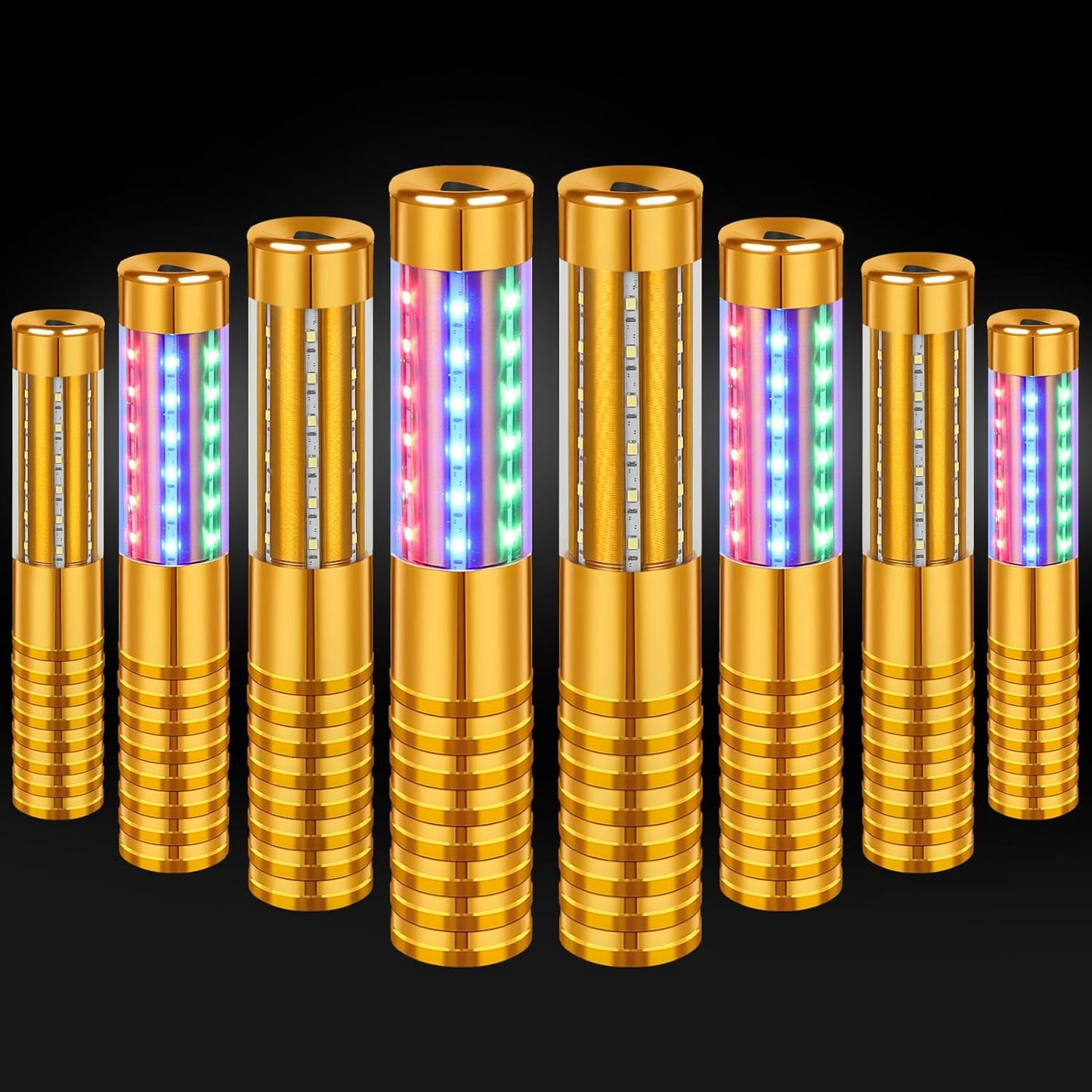 8 Pieces RGB LED Strobe Baton Light Rechargeable Bottle Service Sparklers Stick Reusable Champagne Bottle Handheld LED for Club Stage Nightclub Party Concert Event Bar Outdoor - Gold