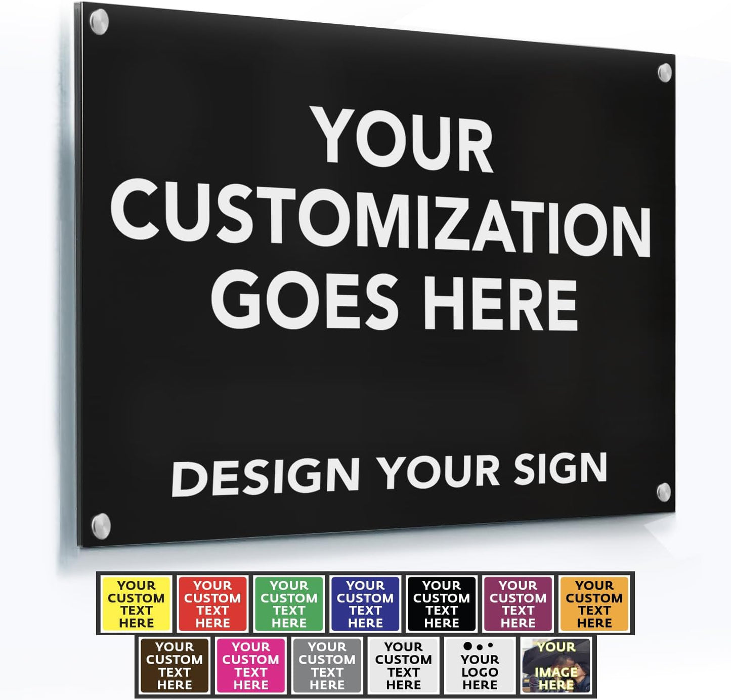 Custom Outdoor Aluminum Signs - Metal Business Signs With Black Background, 12x8 In
