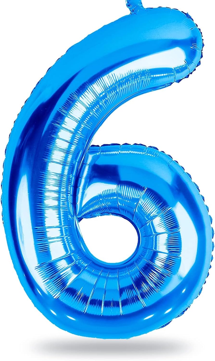 40 Inch Blue Large Numbers Balloons 0-9, Self Inflating Foil Number 6 Helium Balloons for 6th Boys, Big Digit 6 Balloons for Men 16th 60th Birthday Party Anniversary Graduation Supplies Decorations