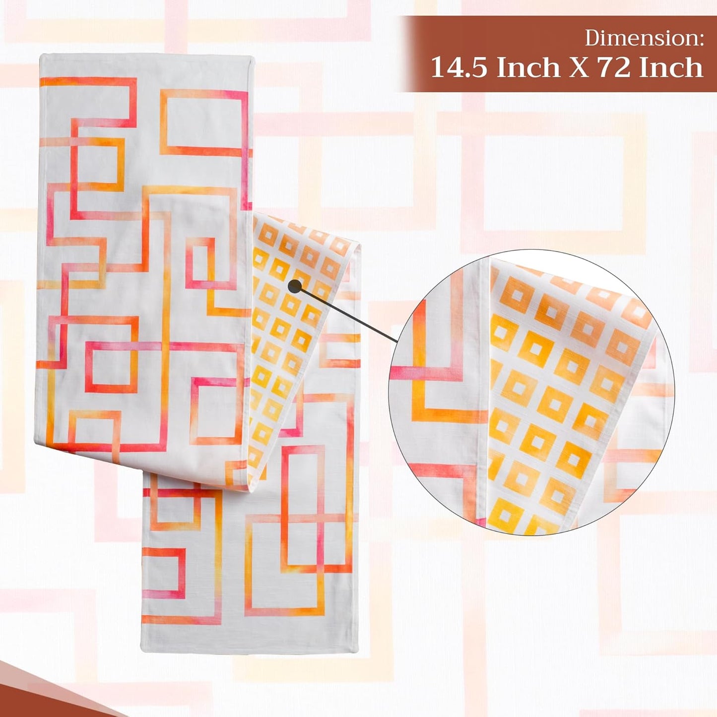 Maison d' Hermine Table Runner 100% Cotton Double Layer Table Runners 72 inches Long Decorative for Kitchen Dining Party Baby Shower Wedding Bridal Shower Spring Summer (Summer Maze, 14.50" x 72")